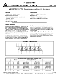 PRC1284-02S datasheet: Micropower RPO operational amplifier with shutdown PRC1284-02S