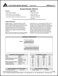 PRN10116N56R0J datasheet: Bussed resistor network PRN10116N56R0J