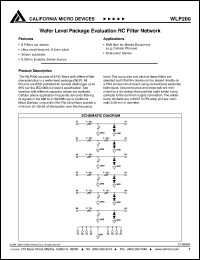 WLP200 datasheet: Wafel level package evaluation RC filter network WLP200