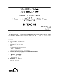 HM5225325F-B60 datasheet: 256M LVTTL interface SDRAM 100MHz, 2-Mword x 32-bit x 4-bank HM5225325F-B60