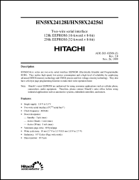 HN58X24128TI datasheet: Two-wire serial interfase 128k EEPROM (16-kword x 8-bit), operating voltage 1.8V to 5.5V, 400kHz HN58X24128TI