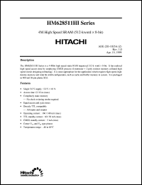 HM628511HJPI-15 datasheet: 4M high speed SRAM (512-kword x 8-bit) HM628511HJPI-15