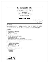 HM5212325FBP-B60 datasheet: 128M LVTTL interface SDRAM 100MHz, 1-Mword x 32-bit x 4-bank HM5212325FBP-B60