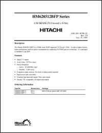 HM628512BFP-5 datasheet: 4M SRAM (512-kword x 8-bit) HM628512BFP-5