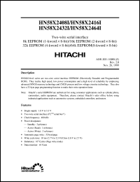 HN58X2408TI datasheet: Two-wire serial interface 8k bit (1024 x 8-bit), operating voltage 1.8V to 5.5V, 400kHz HN58X2408TI