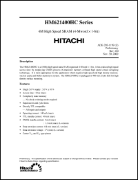 HM621400HCLJP-10 datasheet: 4M High speed SRAM (4-Mword x 1-bit) HM621400HCLJP-10