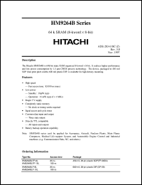 HM9264BLFP-8L datasheet: 64k SRAM (8-kword x 8-bit), 85ns access time HM9264BLFP-8L