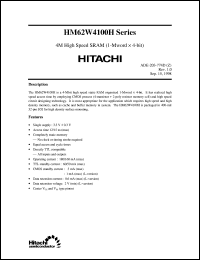 HM62W4100HLJP-15 datasheet: 4M high speed SRAM (1-Mword x 4-bit), 15ns access time HM62W4100HLJP-15