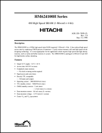 HM624100HJP-15 datasheet: 4M high speed SRAM (1-Mword x 4-bit), 15ns access time HM624100HJP-15