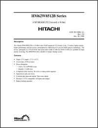 HM62W8512BLFP-5 datasheet: 4M SRAM (512-kword x 8-bit), 55ns access time HM62W8512BLFP-5