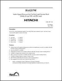 HA12179F datasheet: Audio signal processor for car deck and cassette deck (dolby B/C-type NR with PB Amp) HA12179F