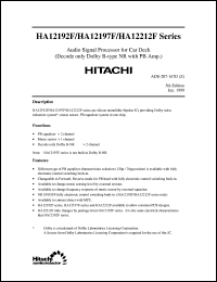 HA12192F datasheet: Audio signal processor for car deck (decode only dolby B-type NR with PB Amp) operating voltage 6.5V to 15V HA12192F