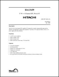 HA13159 datasheet: 37 W x 4-channel BTL power  IC HA13159