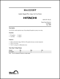 HA12232FP datasheet: Audio signal Pre-Amp. for car deck, operating voltage range 6.5V to 15V HA12232FP