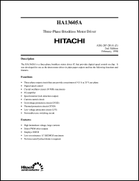 HA13605A datasheet: Three-phase brushless motor driver HA13605A