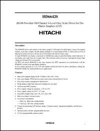 HD66420TAO datasheet: RAM-provided 160 chahhel 4-level greyscale driver for dot matrix graphics LCD HD66420TAO
