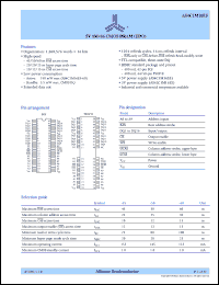 AS4C1M16E5-45TC datasheet: 5V 1M x 16 CM0S DRAM (EDO), 5V power supply, 45ns RAS access time AS4C1M16E5-45TC