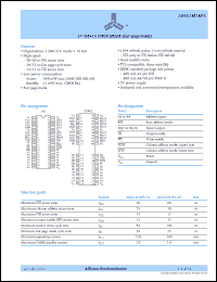 AS4C1M16F5-60JI datasheet: 5V 1M x 16 CM0S DRAM (fast-page mode), 5V power supply, 60ns RAS access time AS4C1M16F5-60JI