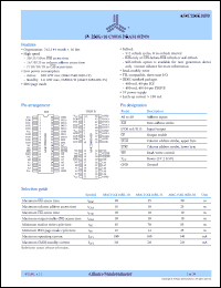 AS4C256K16E0-50JC datasheet: 5V 256K x 16 CM0S DRAM (EDO), 50ns RAS access time AS4C256K16E0-50JC