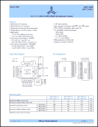 AS7C1024-12TI datasheet: 5V 128K x 8 CM0S SRAM (evolutionary pinout), 12ns access time AS7C1024-12TI