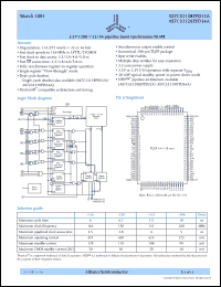 AS7C33128PFD36A-133TQI datasheet: 3.3V 128K x 36 pipeline synchronous SRAM, clock speed - 133MHz AS7C33128PFD36A-133TQI