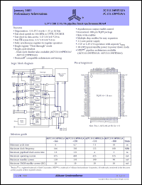 AS7C33128PFS36A-166TQC datasheet: 3.3V 128K x 36 pipeline burst synchronous SRAM, clock speed - 166 MHz AS7C33128PFS36A-166TQC