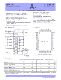 AS7C33128PFS36A-166TQI datasheet: 3.3V 128K x 36 pipeline burst synchronous SRAM, clock speed - 166 MHz AS7C33128PFS36A-166TQI