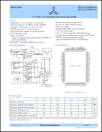 AS7C33256PFD16A-166TQC datasheet: 3.3V 256K x 16 pipeline burst synchronous SRAM, clock speed - 166 MHz AS7C33256PFD16A-166TQC