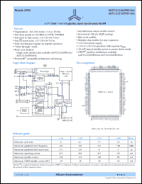 AS7C33256PFD16A-166TQI datasheet: 3.3V 256K x 16 pipeline burst synchronous SRAM, clock speed - 166 MHz AS7C33256PFD16A-166TQI