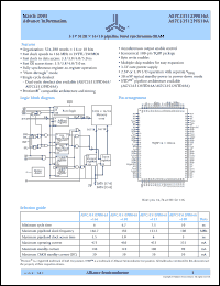 AS7C33512PFS16A-166TQI datasheet: 3.3V 512K x 16 pipeline burst synchronous SRAM, clock speed - 166MHz AS7C33512PFS16A-166TQI