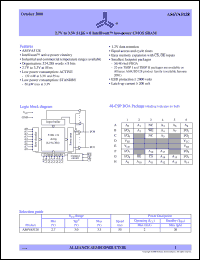 AS6VA5128-BI datasheet: 2.7V to 3.3V 512K x 8 Intelliwatt low-power CMOS SRAM AS6VA5128-BI