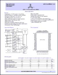 AS7C3128PFS36A-5TQC datasheet: 128K x 36 synchronous SRAM, 100 MHz AS7C3128PFS36A-5TQC