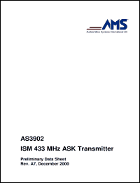 AS3902 datasheet: ISM 433 MHz ASK transmitter AS3902