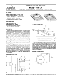 PA51A datasheet: Power operational amplifier PA51A