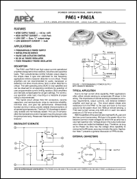 PA61A datasheet: Power operational amplifier PA61A