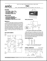 PA93 datasheet: High voltage power operational amplifier PA93