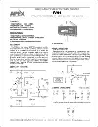 PA94 datasheet: High voltage power operational amplifier PA94