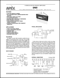 SA60 datasheet: H-bridge motor driver/amplifier SA60