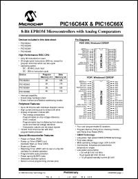 PIC16C641-04I/P datasheet: 8-Bit EPROM microcontroller with analog comparators PIC16C641-04I/P