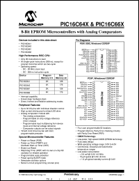 PIC16C641-10E/SO datasheet: 8-Bit EPROM microcontroller with analog comparators PIC16C641-10E/SO