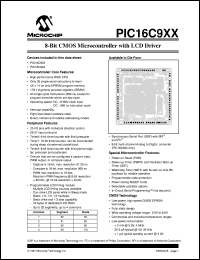 PIC16C923-04I/L datasheet: 8-Bit CMOS microcontroller with LCD driver PIC16C923-04I/L