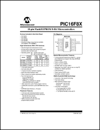 PIC16F83-10I/SS datasheet: EEPROM 8-Bit microcontroller PIC16F83-10I/SS