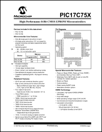 PIC17C752-25I/PQ datasheet: High-performance 8-Bit CMOS EPROM microcontroller PIC17C752-25I/PQ