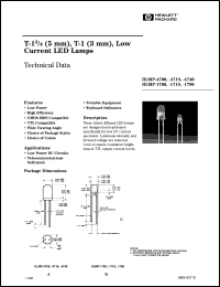 HLMP-1719 datasheet: T-1 3/4(5mm),T-1(3mm), low current LED lamp HLMP-1719