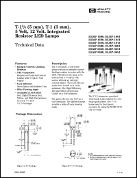 HLMP-1620 datasheet: T-1 3/4(5mm), T-1(3mm), 5volt, 12volt, integrated resistor LED lamp HLMP-1620