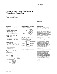 INA-12063-TR1 datasheet: 1.5GHz low noise self-biased transistor amplifier INA-12063-TR1