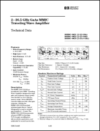 HMMC-5021DC datasheet: 2-22GHz GaAs MMIC traveling wave amplifier HMMC-5021DC