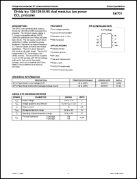 SA701D datasheet: Divide by: 128/129-64/65 dual modulus low power ECL prescaler SA701D