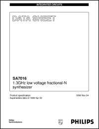 SA7016DH datasheet: 1.3 GHz low voltage fractional-N synthesizer SA7016DH