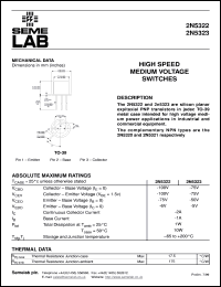 2N5323 datasheet: 50V Vce, 2A Ic, 50MHz PNP bipolar transistor 2N5323